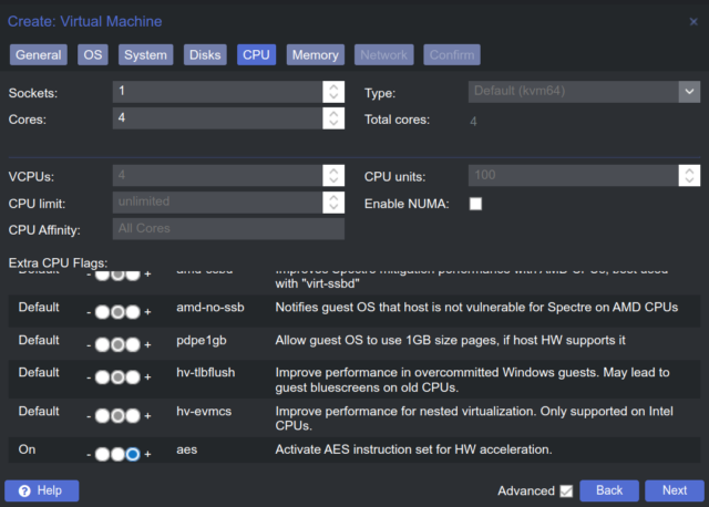 Create VM CPU