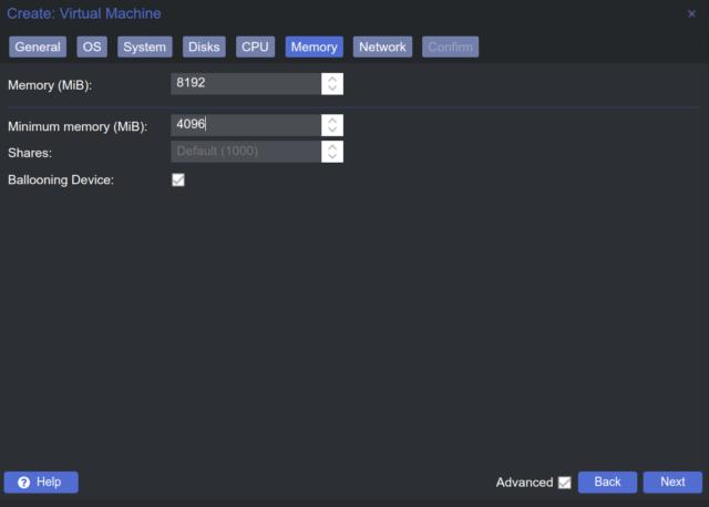 Create VM Memory